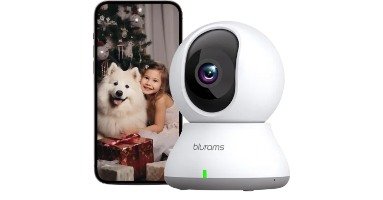 Blurams Security Camera 2K Indoor Pet Camera with 360° Coverage Motion Tracking and Smart Integration