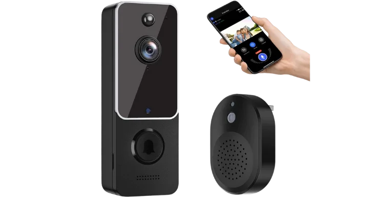 Eken Wireless Video Doorbell with Chime Ringer Wireless Battery Powered Smart AI Human Detection