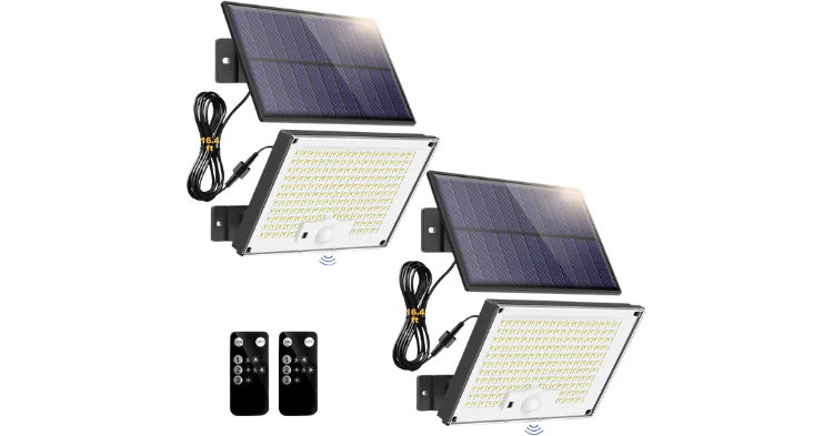 Gusicil Solar Lights for Outside 172 LED2 Pack 3 Modes Remote Control IP65 Waterproof